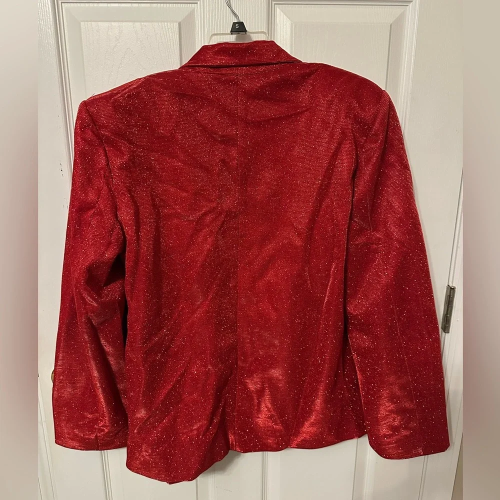 SLA The Label Red Glitter Suit Set 3 pcs Blazer Bra pants - Picture 8 of 12